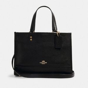 COACH leather bag, Black and gold, Carryall. Used once.  In new condition.